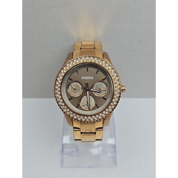 Fossil Accessories - Fossil Stella ES3502 Womens Rose Gold Crystal Multifunction Watch New Battery
